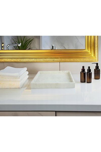 Form Living Tavă decorativă din marmură albă 30x30cm, de bucătărie, pentru se...