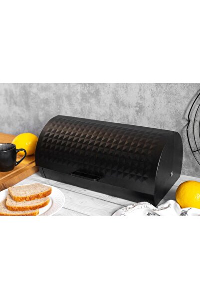 Brunbeste Cutie pentru pâine DIAMOND, negru mat, metalic + cuțit pentru pâine