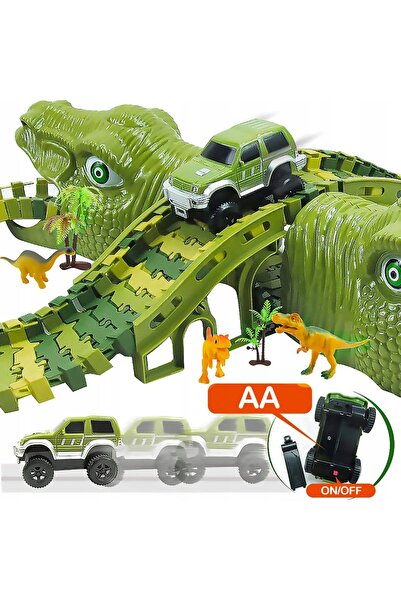 Stator Circuit de mașini de curse cu dinozauri, pistă magică, 324 piese / 530cm