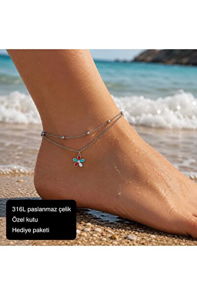 HER ŞEY NOTA www.herseynota.com خلخال ديزي بلوم الملون من الفولاذ على شكل زهر...