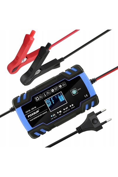 Foxsur Încărcător AUTO cu funcție de REPARARE a ACUMULATORILOR 12V 8A AUTOMAT