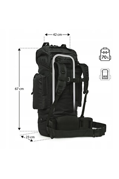 NILS CAMP Rucsac tactic militar sportiv mare negru 70 L