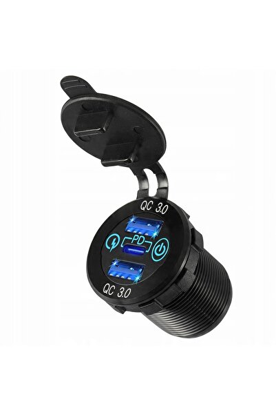 NO BRAND Priză motocicletă 2xUSB QC3.0 +USB-C PD 3.6A 54W