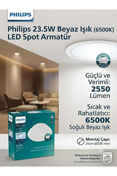 Philips Philps Meson 23.5w 6500k Beyaz Işık 2550 Lümen Spot Armatür