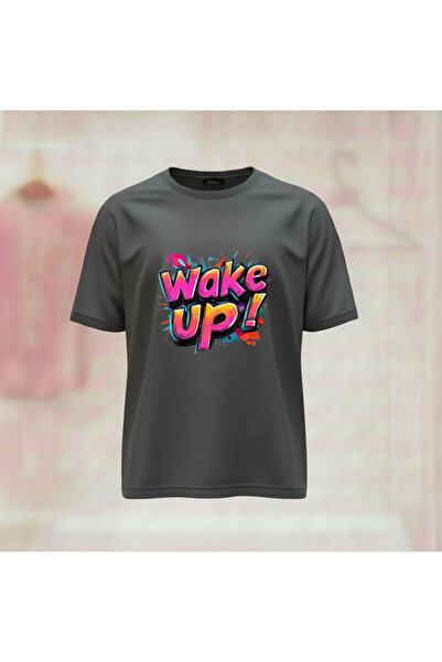 Vordevia Wake up Printed Crew Neck Wide Fit Unisex Tshirt