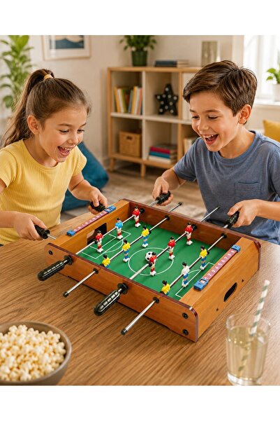 LunaDefano Ahşap Masaüstü Langırt Oyunu 4 Kollu 12 Figürlü Mini Futbol Oyunu ...