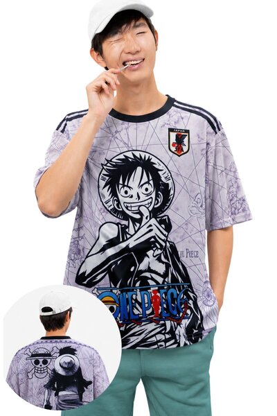 Fuddy Moda Unisex One Piece Luffy Forma, Oversize Anime Temalı Jersey Tshirt