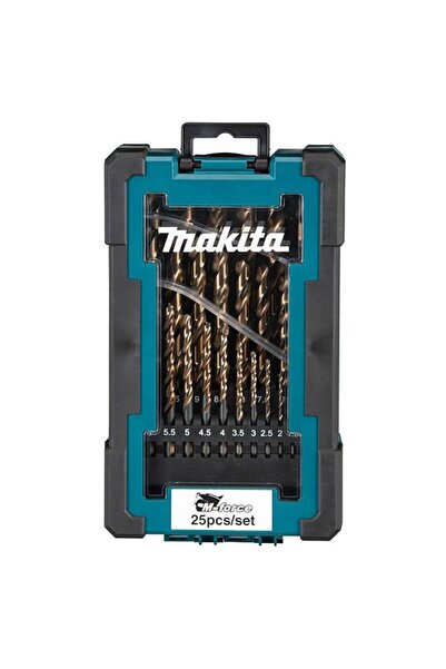 Makita D-67599 25-Piece HSS M-Force Drill Bit Top Bottom Set 1-13 mm in Rubbe...