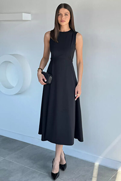 Aryena Black Women's Zero Sleeve Kilos Dress