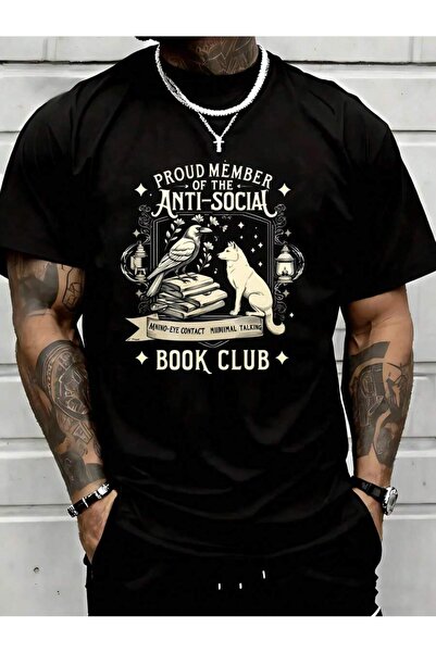 01THEONE Proud Member Of The Anti Social Book Club T Shirt Minimal Talking Av...