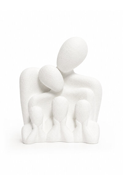 3dlink Statuetă Decorativă Familie cu Trei Copii – Sculptură Abstractă Albă, ...