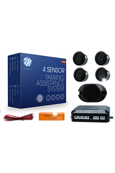 M-TECH Senzori de parcare COFANIA, set 4 bucăți, buzzer și difuzor, negru, 18mm