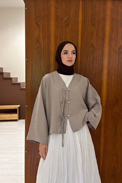 Faya Boutique Vizon Modal Dokulu Morgana Ceket