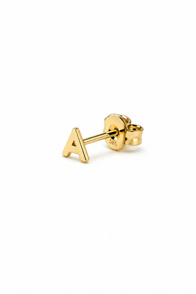 KAIROS JEWELRY 14 Ayar Altın "A" Harf Küpe Tekli Minimal İsim Kadın Küpe