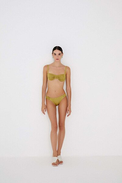 Rue Studio Büzgülü Yeşil Bikini Altı