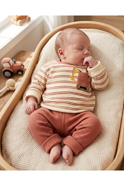 Ege Bebek 100% Cotton 0-3-6-9-12 Months Baby Boy Scoop Embroidered Thin Seaso...