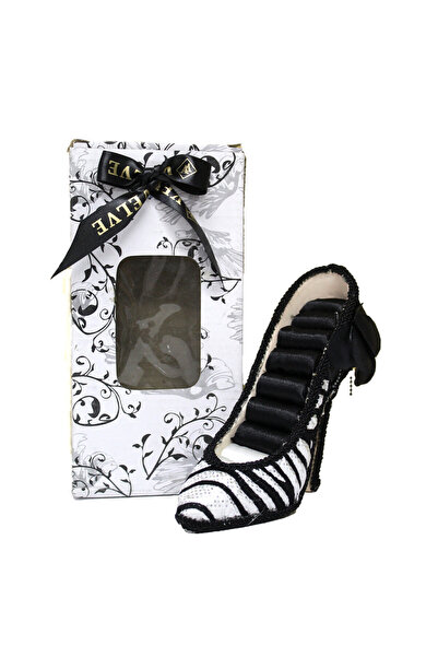 velve Suport bijuterii Lace Shoe, sub forma de pantof, cu dantela neagra pe m...