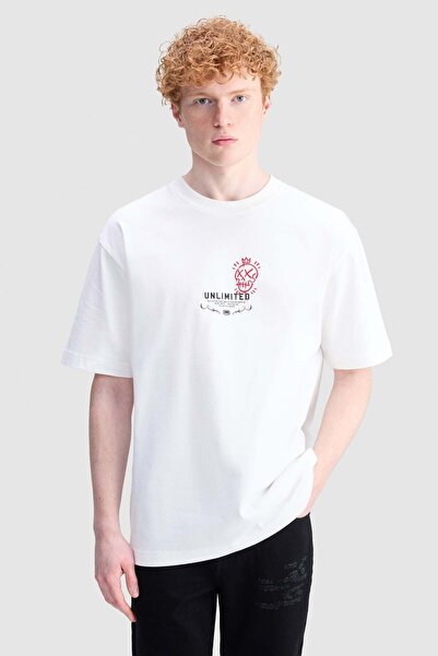 ecko unltd. Noen Oversize Printed Crew Neck 100% Cotton Men's White T-Shirt
