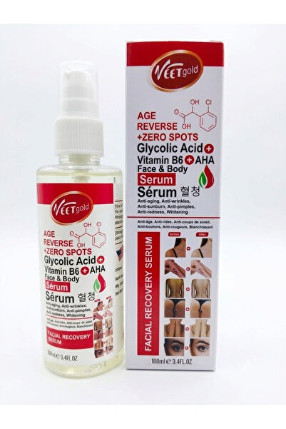 Veet Gold Age Reverse + Zero Spots Glycolic Acid AHA Face & Body Serum 100ml ...