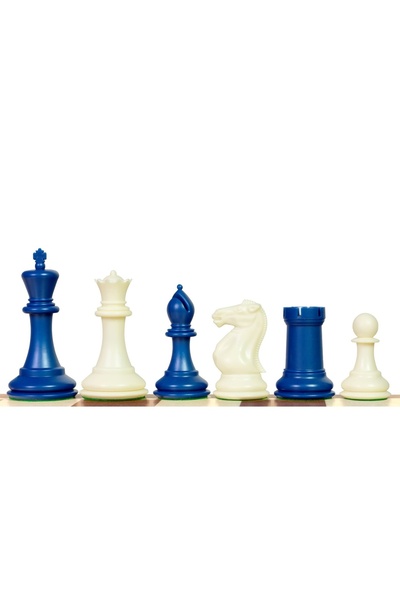 Sunrise Chess & Games Exclusive Staunton chess pieces No. 6, white/blue, with...