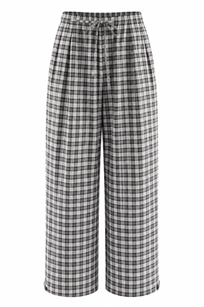 HAZELANNA Plaid Gray Trousers