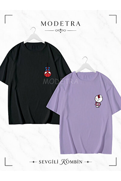 Modetra Women's Men's Spider Kitty Design Chest Printed Lover Couple Combinat...