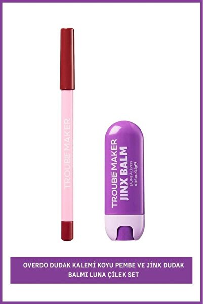 Troublemaker Overdo Dudak Kalemi Koyu Pembe ve Jinx Dudak Balmı Luna Çilek Set