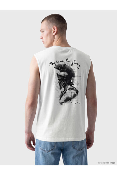LC Waikiki Nevavm Men's Sleeveless T-Shirt with Oval Collar and Printed Text