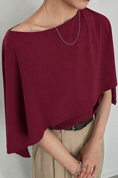 BLUE STREET Women's Cape Detailed Trendy Blouse