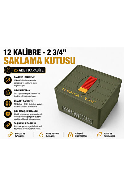 Memania Co 12 Kalibre 2-3/4 Fşek Saklama Kutusu – 25’li Dayanıklı Ammo Box 12...