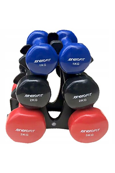Enero Set de gantere FIT (2x1-2x2-2x3 kg) + suport