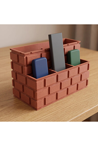 Atatuğ Hediyelik Brick Patterned Remote Control Stand - Desk Organizer