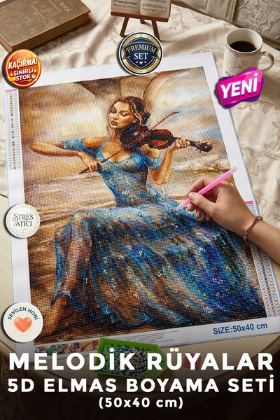 Haneliya Melodik Rüyalar - 5D Diamond Painting - Elmas Mozaik Tablo Boyama Ho...