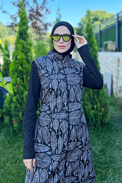 REMSA Jileli Lycra Full Coverage Hijab Swimsuit 2101 Merve - Black