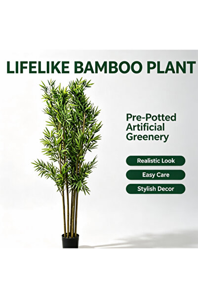 YuTai Potted Artificial Bamboo Plant No Maintenance Indoor Outdoor Home Decor...