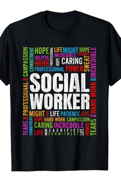 799 Funny Social Worker Pattern Unisex, 2025 Summer Short-Sleeve Printed T-Sh...