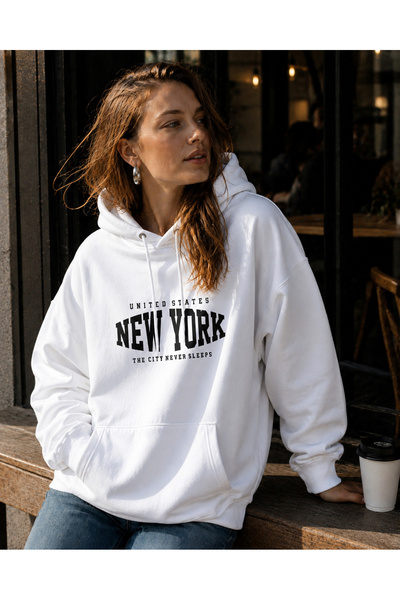 FAVORİST New York the City Never Sleeps (Hooded 3 Thread Sweatshirt) Unisex