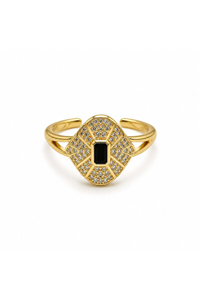 Vi store Çelik Black Stone Yüzük