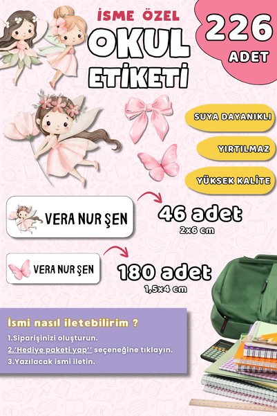 Hume Craft 226 Adet Kişiye Özel Okul Etiketi Kalem Defter Etiketi Özel Isim Y...