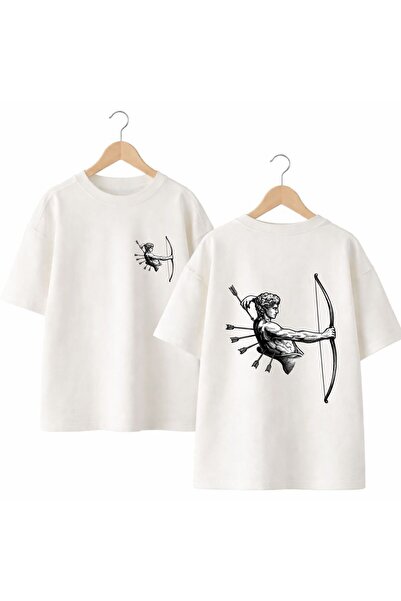 playwear Arrow Bow Back and Front Chest Printed 100% Cotton Oversize Loose Re...