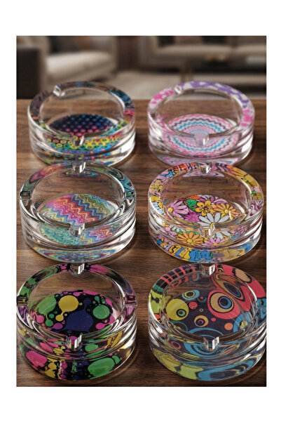 Flower Toys Σετ 6 τεμαχίων μοντέρνων γυάλινων τασάκια