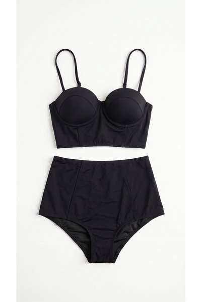 Zi 2 Colors 1 Pack Black -Red 2 Sets High Waist Bikini Set