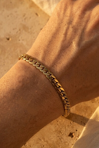Rua Jewelry Steel Italian Ezze Gourmet Bracelet 5 mm Gold Color |   Anti-Tarn...