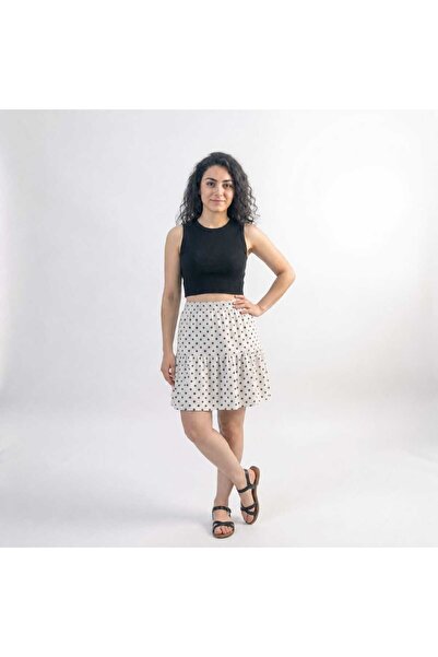 Generic Brand Comfortable Fitted Polka Dot Viscose Fabric 55 cm Short Skirt