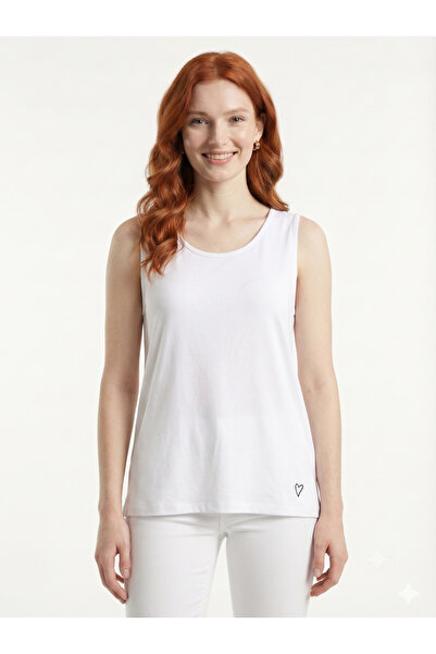 Neden Tekstil Women's Basic Cotton Orange Strap T-Shirt