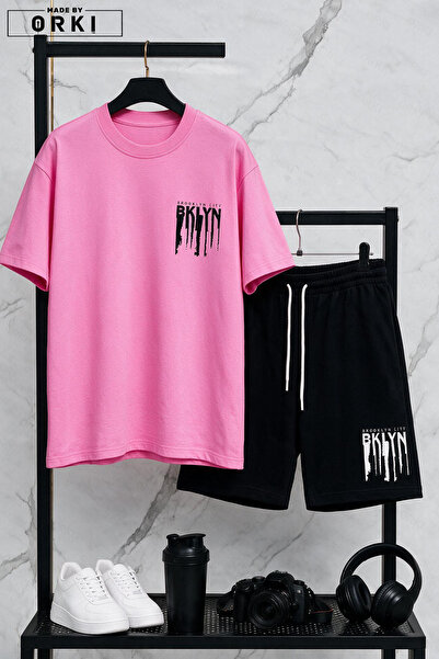 EFFRENATU Bklyn Printed Cotton Fabric Men's T-Shirt-Shorts Set