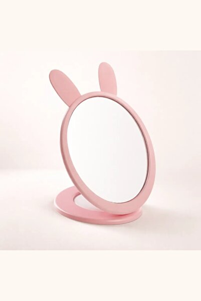 Generic Round Desktop Mirror in Transparent Pink Color (17X22X1 cm)