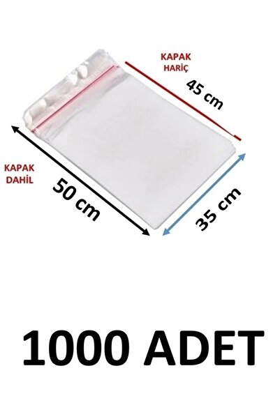 MTKardeşler 1000 Pieces 35 X 45+5 cm Adhesive Transparent Opp Bags Dowry Bags