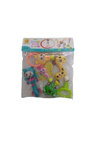 Toys Set de 6 zornăitoare pentru bebeluși cu fluier, multicolor, 3 luni+, ata...