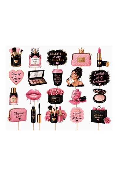 DecoParty Set de decorațiuni pentru tort – Tema MAKE-UP V2, 20 de piese, Cart...